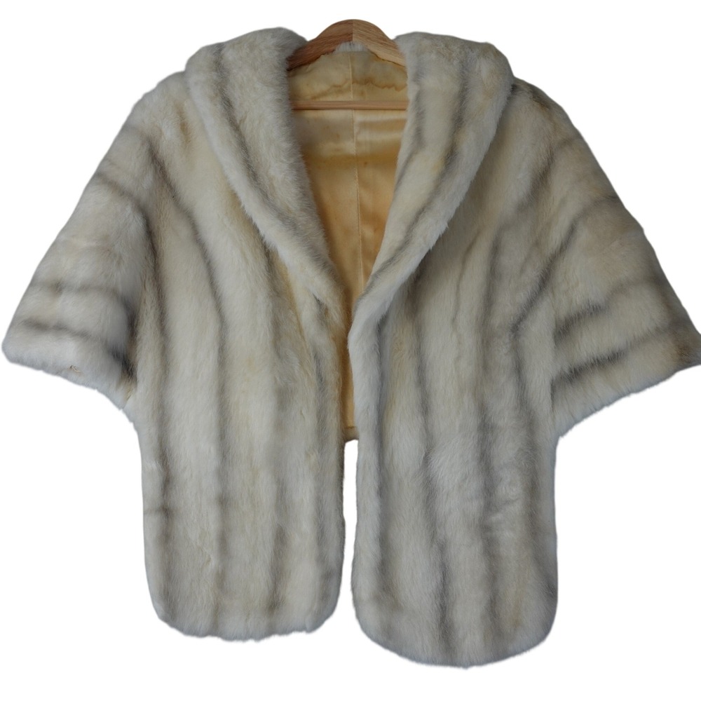 Vintage Regina Glenara by Glenoit Wrap Faux Fur‎ Stole Capelet Costume Stained